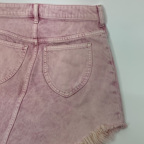 Free People Acid Wash Denim Fringe Hem Jean Mini Skirt Purple Pink Tone Cotton - Picture 8 of 16